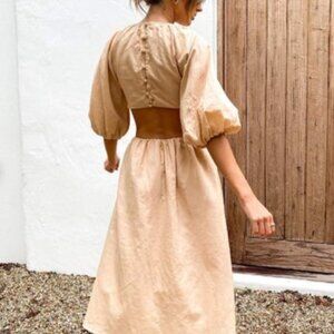 Petal + Pup Keleena Midi Dress Beige Sz 8